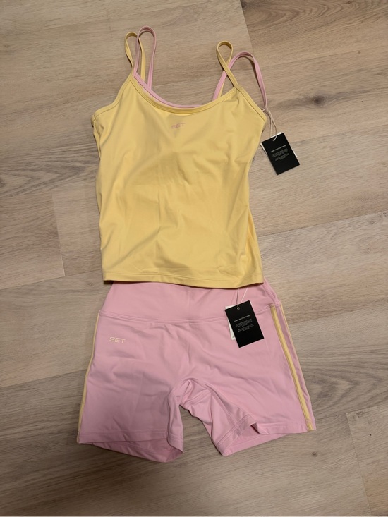 SET Active Pants - SET Active Birthday Airluxe Breathe Tank and Shorts in Taffy (M)